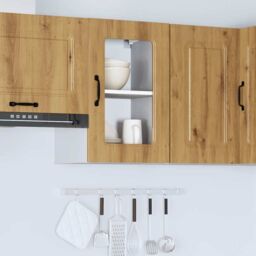 Berkfield Home Kitchen Wall Cabinet with Glass Door Kalmar Artisan Oak Engineered Wood in Brown - thumbnail 4