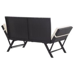 Berkfield Home Garden Bench with Cushions Black 176 cm Poly Rattan - thumbnail 4
