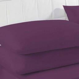 K Collection Percale Percale Fitted Sheet in Aubergine - Size: Single - thumbnail 2