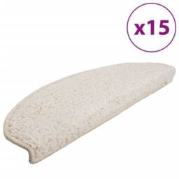 Berkfield Home Carpet Stair Treads 15 pcs White 65x21x4 cm - Size: Medium - thumbnail 2