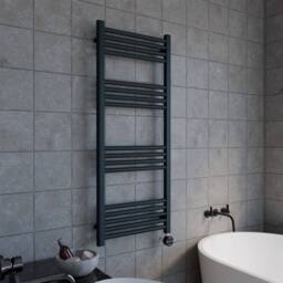 Balterley Electric Round Tube Towel Rail with 17 Bars, 1200 x 500mm - Anthracite in Grey - thumbnail 4