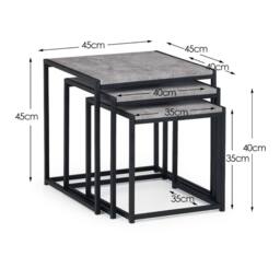Cheshire Harstad Concrete Nest Of 3 Tables in Concrete & Black - thumbnail 5