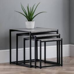 Cheshire Harstad Concrete Nest Of 3 Tables in Concrete & Black - thumbnail 2