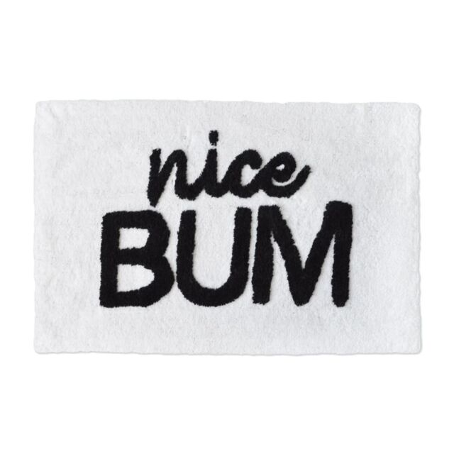 Mooky Mats Nice Bum Slogan Bath Mat - Non-Slip Fun Bathroom Rug in White - image 1