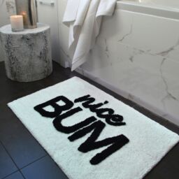 Mooky Mats Nice Bum Slogan Bath Mat - Non-Slip Fun Bathroom Rug in White - thumbnail 3