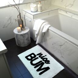 Mooky Mats Nice Bum Slogan Bath Mat - Non-Slip Fun Bathroom Rug in White - thumbnail 2