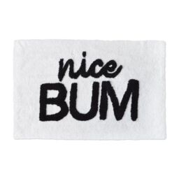 Mooky Mats Nice Bum Slogan Bath Mat - Non-Slip Fun Bathroom Rug in White