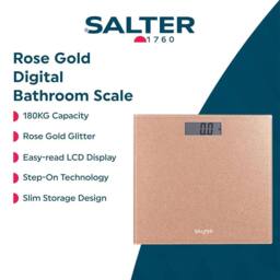 simpa Digital Bathroom Scale, Glitter Rose Gold Platform, 180kg/28st 8lb - thumbnail 3