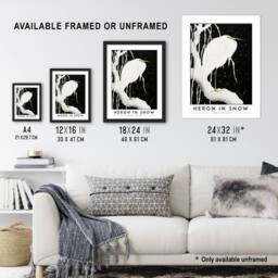 "Artery8 Ohara Koson Heron In Snow Japanese Wall Art Print in Black - Size: W12"" x H16""" - thumbnail 3