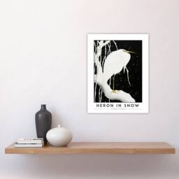 "Artery8 Ohara Koson Heron In Snow Japanese Wall Art Print in Black - Size: W12"" x H16""" - thumbnail 4