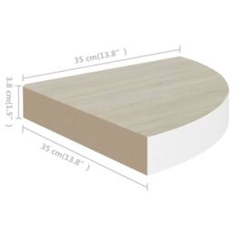 Berkfield Home Wall Corner Shelves 2 pcs Oak & White 35x35x3.8 cm MDF in Natural - thumbnail 8