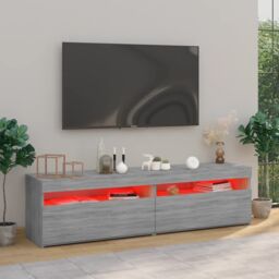 Berkfield Home TV Cabinet with LED Lights 2 pcs Grey Sonoma 75x35x40 cm - Size: 75 x 35 x 40 cm - thumbnail 3