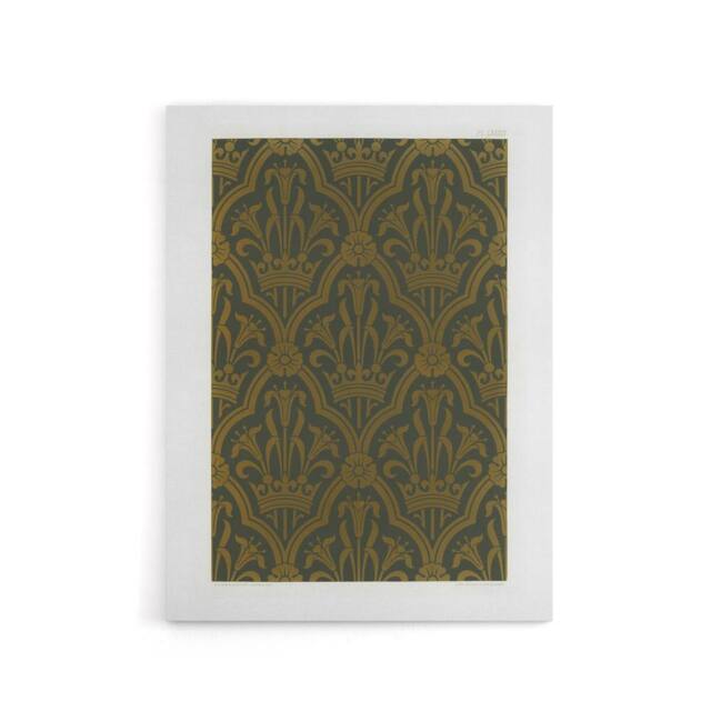 "Artery8 Lily & Crown Art Deco Pattern Audsley Canvas Wall Art Print in Gold - Size: W12"" x H16""" - image 1