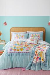 Appletree 'Festival' 100% Cotton Duvet Cover Set in Duck Egg Blue - Size: King - thumbnail 6