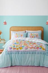 Appletree 'Festival' 100% Cotton Duvet Cover Set in Duck Egg Blue - Size: King - thumbnail 1
