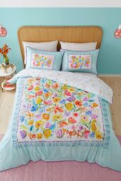 Appletree 'Festival' 100% Cotton Duvet Cover Set in Duck Egg Blue - Size: King - thumbnail 5
