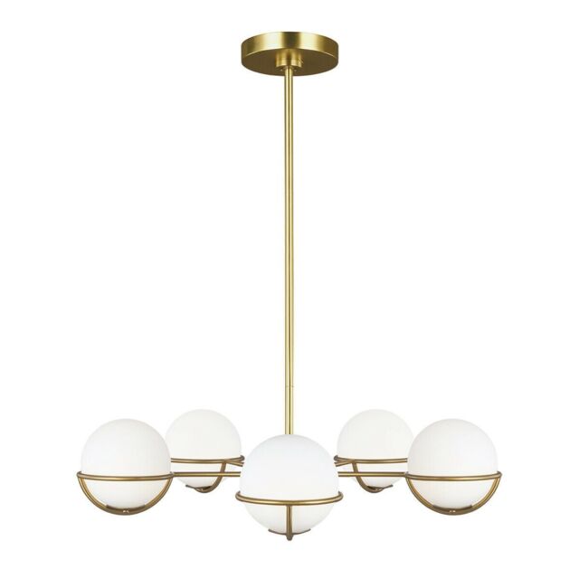 Loops 5 Bulb Chandelier Hanging Pendant LIght Burnished Brass LED G9 3.5W Bulb in Metallics - image 1