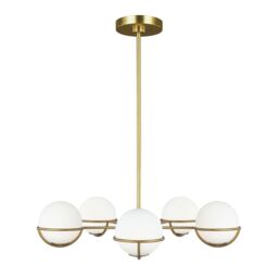 Loops 5 Bulb Chandelier Hanging Pendant LIght Burnished Brass LED G9 3.5W Bulb in Metallics