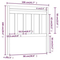 Berkfield Home Bed Headboard 106x4x100 cm Solid Wood Pine in Light Tan - Size: 106 x 4 x 100 cm - thumbnail 5