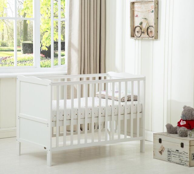 MCC Direct CozyCubs Wooden Cotbed Baby Cot Bed with Mattress - Orlando in White - Size: 1 Pack - image 1