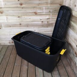 Samuel Alexander 1 x 145L & 4 x 24L Heavy Duty Lockable & Stackable Storage Tub Chest with Clips in Black - thumbnail 3