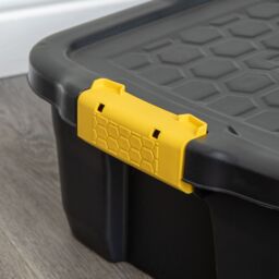 Samuel Alexander 1 x 145L & 4 x 24L Heavy Duty Lockable & Stackable Storage Tub Chest with Clips in Black - thumbnail 8