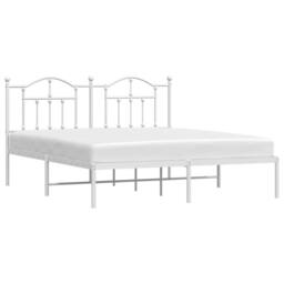 Berkfield Home Metal Bed Frame with Headboard White 180x200 cm Super King - thumbnail 3