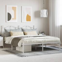 Berkfield Home Metal Bed Frame with Headboard White 180x200 cm Super King