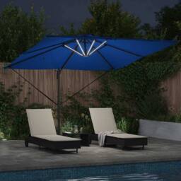 Berkfield Home Durable Cantilever Roma Parasol with LEDs in Azure Blue ‚Äì 286 x - thumbnail 4