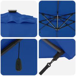 Berkfield Home Durable Cantilever Roma Parasol with LEDs in Azure Blue ‚Äì 286 x - thumbnail 9