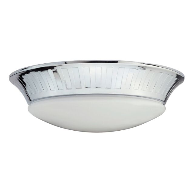 Loops IP44 1 Bulb Flush Light Opaque Glass Shade Polished Chrome LED GX53 9W in Clear