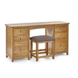 Cheshire Premium Brixton Twin Pedestal Dressing Table & Stool in Light Oak - thumbnail 1