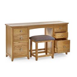 Cheshire Premium Brixton Twin Pedestal Dressing Table & Stool in Light Oak - thumbnail 2