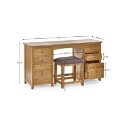 Cheshire Premium Brixton Twin Pedestal Dressing Table & Stool in Light Oak - thumbnail 5