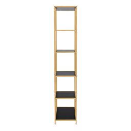 Furniture To Go Seaford Tall Gold Metal Bookcase with 5 Black Shelves - thumbnail 3