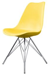 Fusion Living Soho Plastic Dining Chair with Chrome Metal Legs in Yellow - thumbnail 2