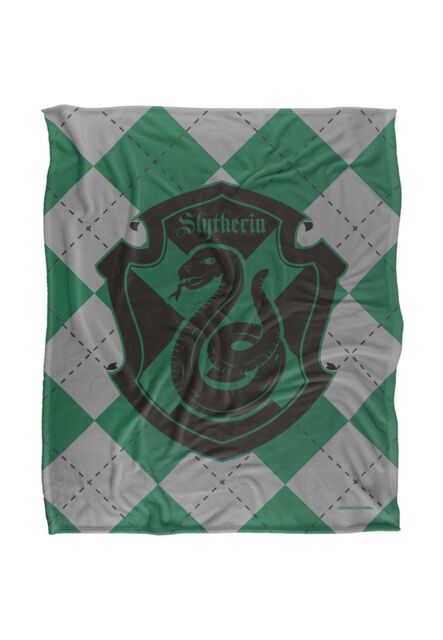 Warner Brothers Harry Potter Slytherin Plaid Sigil Blanket 152 x 127 cm in White - image 1