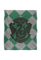 Warner Brothers Harry Potter Slytherin Plaid Sigil Blanket 152 x 127 cm in White - thumbnail 1