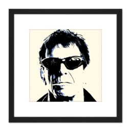 Artery8 Lou Reed Smoking Musician Rock Star Legend 8X8 Inch Square Wooden Framed Wall Art Print Picture with Mount in Black - thumbnail 1