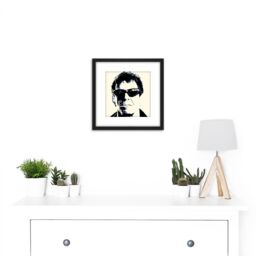 Artery8 Lou Reed Smoking Musician Rock Star Legend 8X8 Inch Square Wooden Framed Wall Art Print Picture with Mount in Black - thumbnail 2