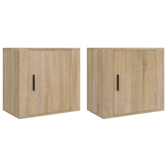 Berkfield Home Wall-mounted Bedside Cabinets 2 pcs Sonoma Oak 50x30x47 cm in Light Brown - Size: 50 x 30 x 47 cm - image 1
