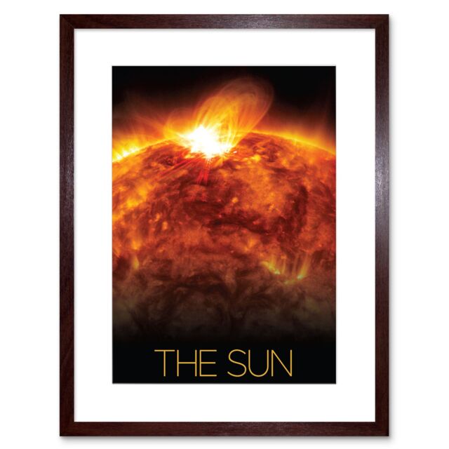 "Artery8 Wall Art Print NASA Our Solar System The Sun Solar Flare Observatory Image Artwork Framed 9X7 Inch in Brown - Size: W7"" x H9""" - image 1