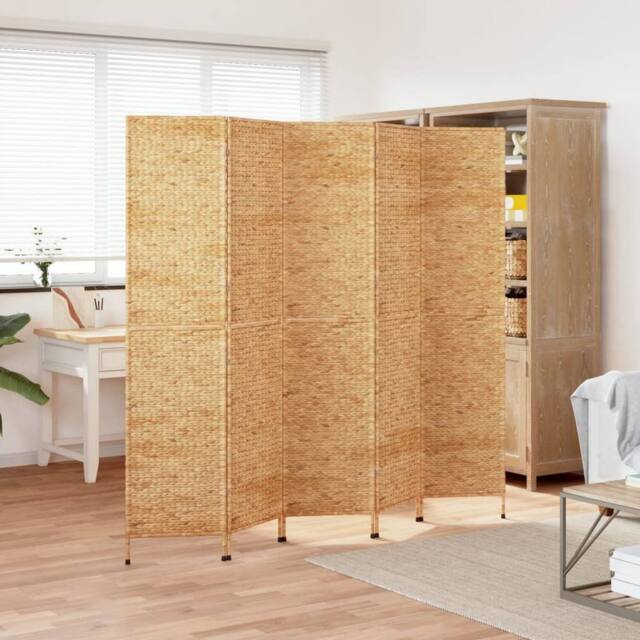 Berkfield Home Room Divider 5-Panel 205x180 cm Water Hyacinth in Brown - image 1