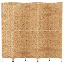 Berkfield Home Room Divider 5-Panel 205x180 cm Water Hyacinth in Brown - thumbnail 3