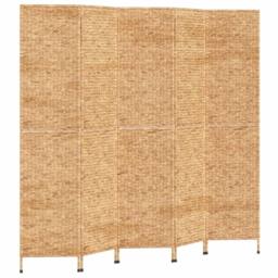 Berkfield Home Room Divider 5-Panel 205x180 cm Water Hyacinth in Brown - thumbnail 2
