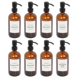 Harbour Housewares Glass Soap Dispensers with Labels - 500ml - White - Pack of 8 in Orange - thumbnail 1