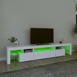 Berkfield Home TV Cabinet with LED Lights White 215x36.5x40 cm - thumbnail 4