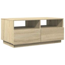 Berkfield Home Coffee Table with LED Lights Sonoma Oak 90x49x40 cm in Brown - Size: 90 x 49 x 40 cm - thumbnail 3