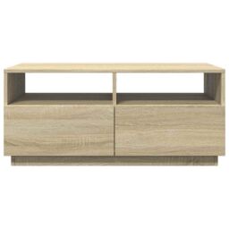 Berkfield Home Coffee Table with LED Lights Sonoma Oak 90x49x40 cm in Brown - Size: 90 x 49 x 40 cm - thumbnail 5