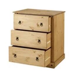 EONLION 3 Drawer Budget Solid Pine Mexican Chest Of Drawers in Natural - thumbnail 4